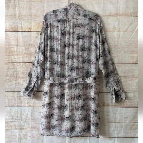 REISS Women's Size 4 (UK-8)  Alice Circle Printed Shirt Dress Pleated Pink Gray - Picture 10 of 11